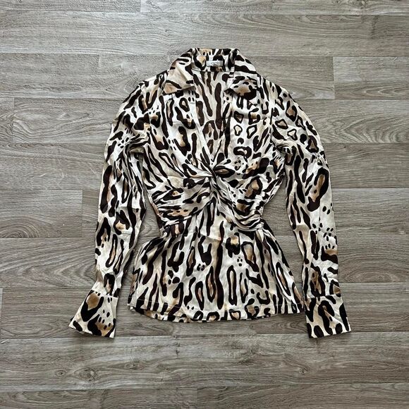 Cache Silk Leopard Print Blouse - Picture 4 of 8